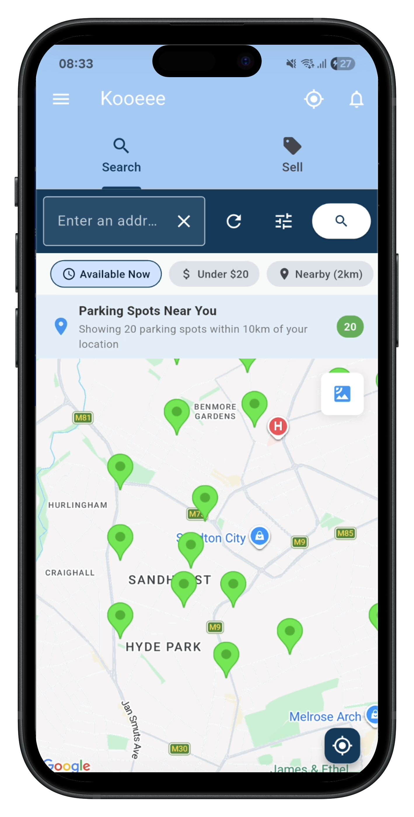Kooeee app – find parking spots